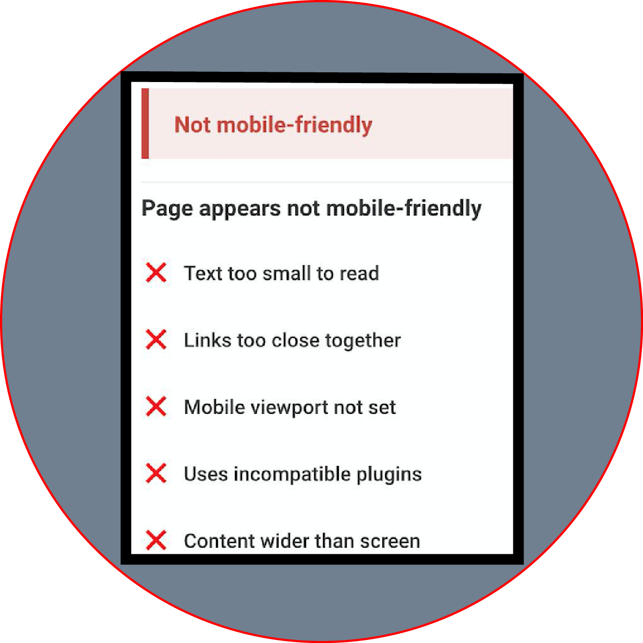 Google's Mobile-Friendly test results